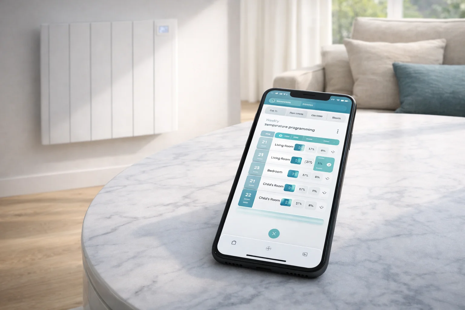 Application smartphone de programmation d'un radiateur connecté électrique